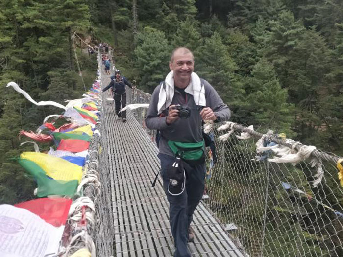 walking and taking photo